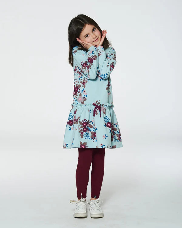 Icey Blue Floral Jersey Dress Deux Par Deux in size 8 10 Kids Clothing Cottage
