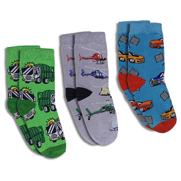 Trucks, Helicopters and Race Cars Kids Socks > GOOD LUCK SOCKS