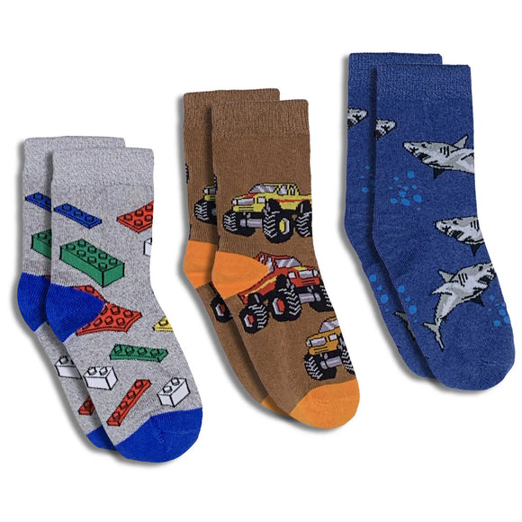 Building Blocks, Monster Trucks and Sharks Kid's Socks > GOOD LUCK SOCKS