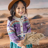 Purple & Beige Knit Sweater - Western Style (Button Up for Kids Sizes) > Souris Mini (Baby to Kids)