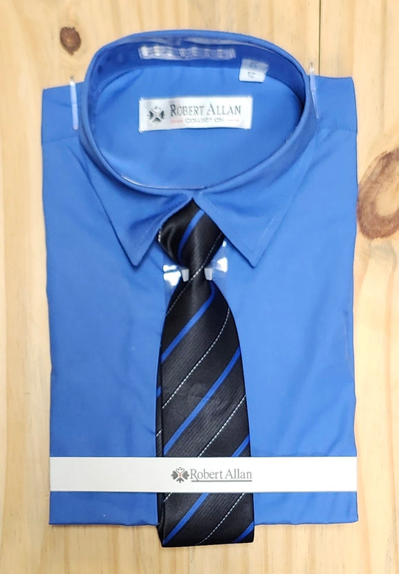 Robert Allan Dress Shirt w/ Tie > Ocean Blue