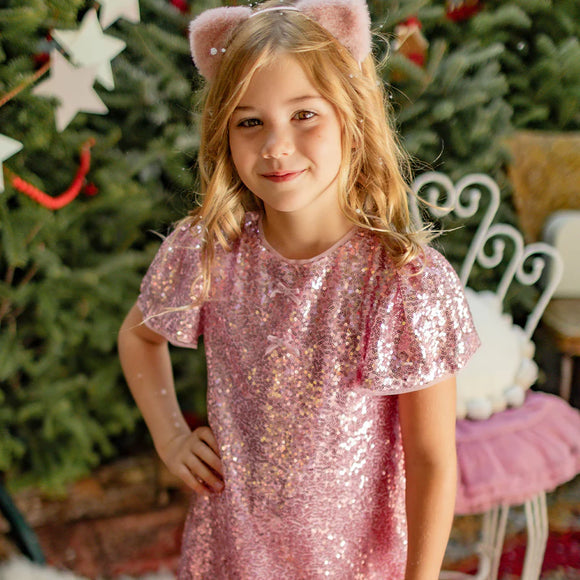 Pink Sequin Dress > Souris Mini