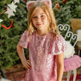 Pink Sequin Dress > Souris Mini