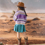 Purple & Beige Knit Sweater - Western Style (Button Up for Kids Sizes) > Souris Mini (Baby to Kids)