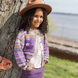 Purple & Beige Knit Sweater - Western Style (Button Up for Kids Sizes) > Souris Mini (Baby to Kids)