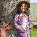 Purple & Beige Knit Sweater - Western Style (Button Up for Kids Sizes) > Souris Mini (Baby to Kids)