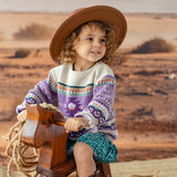 Purple & Beige Knit Sweater - Western Style (Button Up for Kids Sizes) > Souris Mini (Baby to Kids)