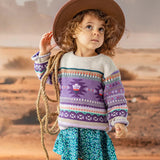 Purple & Beige Knit Sweater - Western Style (Button Up for Kids Sizes) > Souris Mini (Baby to Kids)