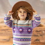 Purple & Beige Knit Sweater - Western Style (Button Up for Kids Sizes) > Souris Mini (Baby to Kids)
