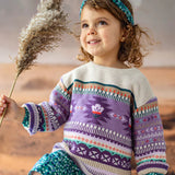 Purple & Beige Knit Sweater - Western Style (Button Up for Kids Sizes) > Souris Mini (Baby to Kids)