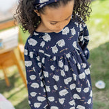 Deep Navy Dress with Sheep Pattern > Souris Mini (Baby-Youth)