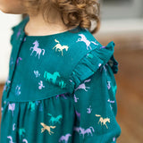 Turquoise Dress with Horses Print > Souris Mini (Baby-Youth)