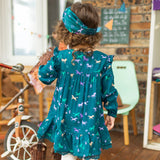 Turquoise Dress with Horses Print > Souris Mini (Baby-Youth)