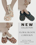Cordoroy Floral Ladies Snoozies - Three Colours