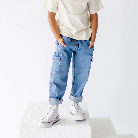 Loose Fit Stretch Denim Pants > Souris Mini Girl's