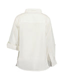 White Cotton-Linen Blend Button Up Shirt - Kitzberg