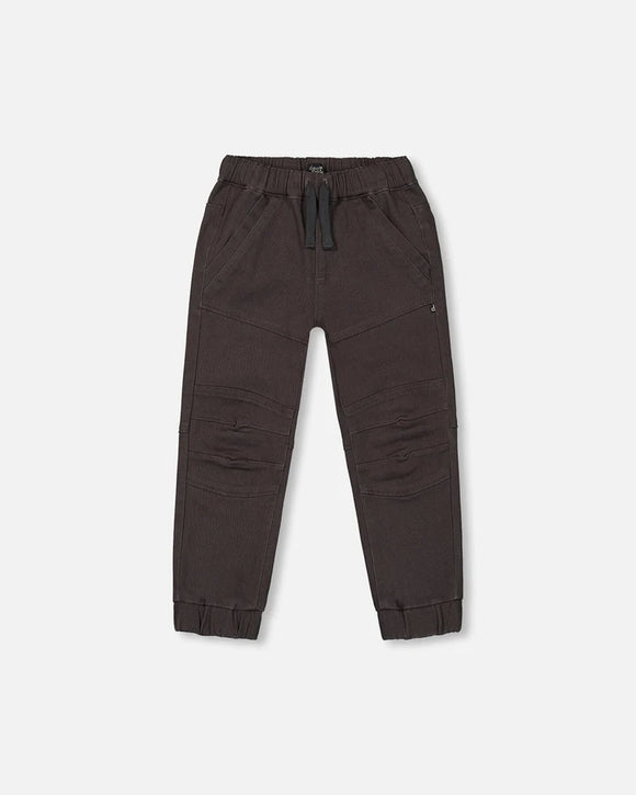 Ebony Grey Twill Joggers > Deux Par Deux size 7 only