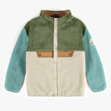 Plush Green Colour Block Polar Jacket  > Souris Mini