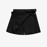 Black and White Stripe Gabardine Short-Skirt > Souris Mini