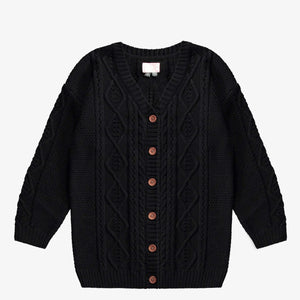 Black Cable Knit Cardigan > Souris Mini