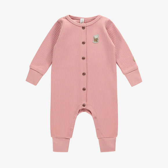 Pink Pajama in Organic Ribbed Cotton Knit > Souris Mini Baby