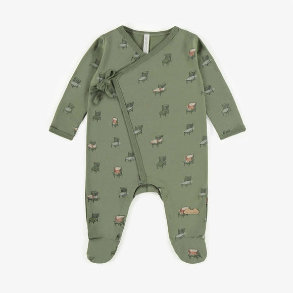 Olive Footed Pajama in Organic Cotton > Souris Mini Baby