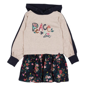 Hooded Peace & Love Dress > Nano (Beige Mix)