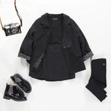 Black and White Stripe Gabardine Short-Skirt > Souris Mini