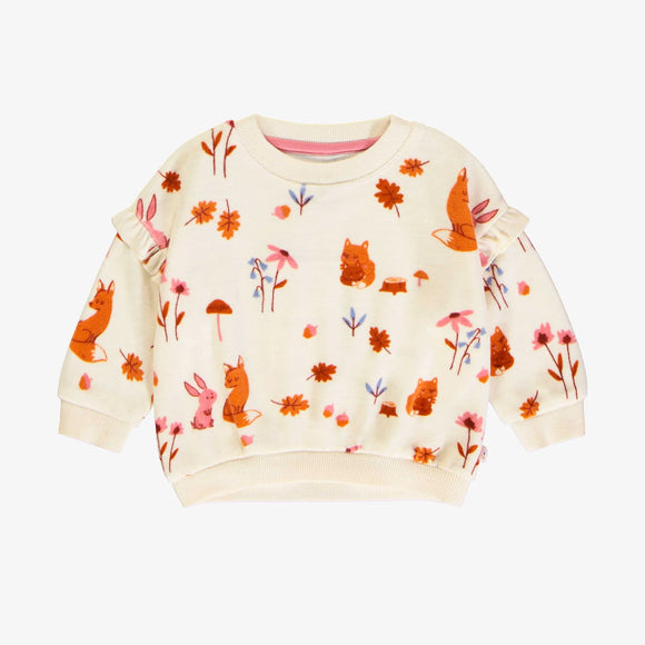 Cream Fox Print Velvert Crewneck > Souris Mini (Baby-Toddler)