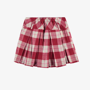 Red Pleated & Checked Skirt > Souris Mini