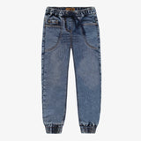 'Acid Wash' Blue Denim Jog Pants > Souris Mini (Heart Pocket)