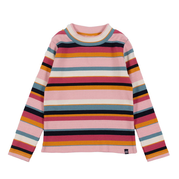 Coral Striped Ribbed T-shirt > Nano