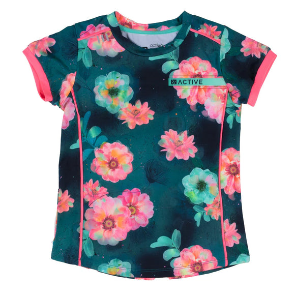 Floral - Teal Athletic T-shirt > Nano Athletic Wear
