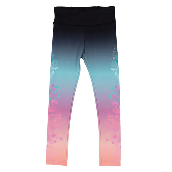 Ombre Grey-Teal Girl's Athletic Leggings  > Nano Active Wear