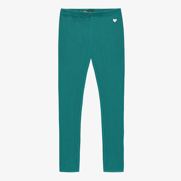 Turquoise Legging in Ribbed Knit > Souris Mini (Baby to Youth)
