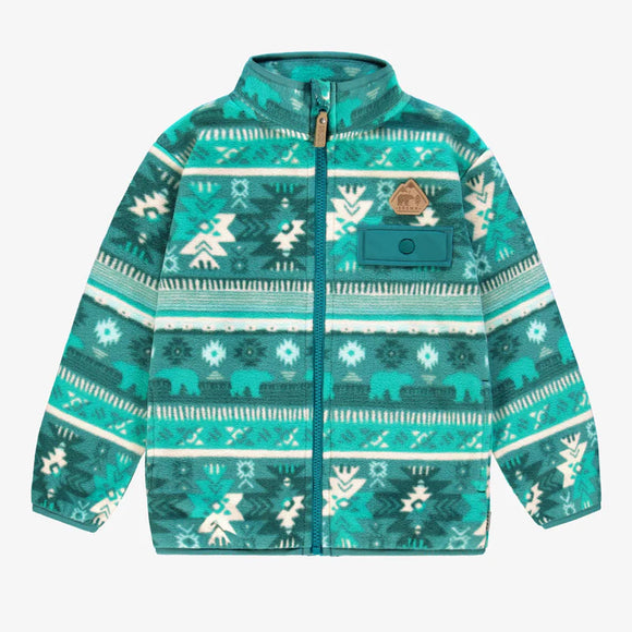 Turquoise Patterned Fleece Jacket > Souris Mini (Baby to Youth)