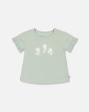 Soft Ribbed T-shirt  - Deux Par Deux Frosty Green