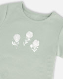 Soft Ribbed T-shirt  - Deux Par Deux Frosty Green