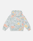 Floral French Terry Hooded Sweatshirt > Deux Par Deux Baby Blue