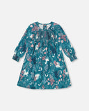 Teal Unicorn Viscose Dress > Deux Par Deux in size 5 & 6 only