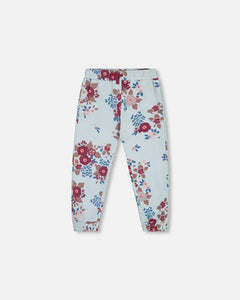 Icey Blue Floral Fleece Sweatpant > Deux Par Deux