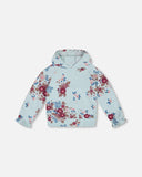 Icey Blue Floral Hooded Sweatshirt > Deux Par Deux