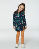 Girl's  Forest Print Tunic with Kangaroo Pocket - Deux Par Deux