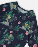 Girl's  Forest Print Tunic with Kangaroo Pocket - Deux Par Deux