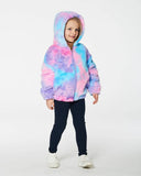 Faux Fur Pastel Multi-Colour Hooded Jacket > Deux Par Deux size 8/10 only