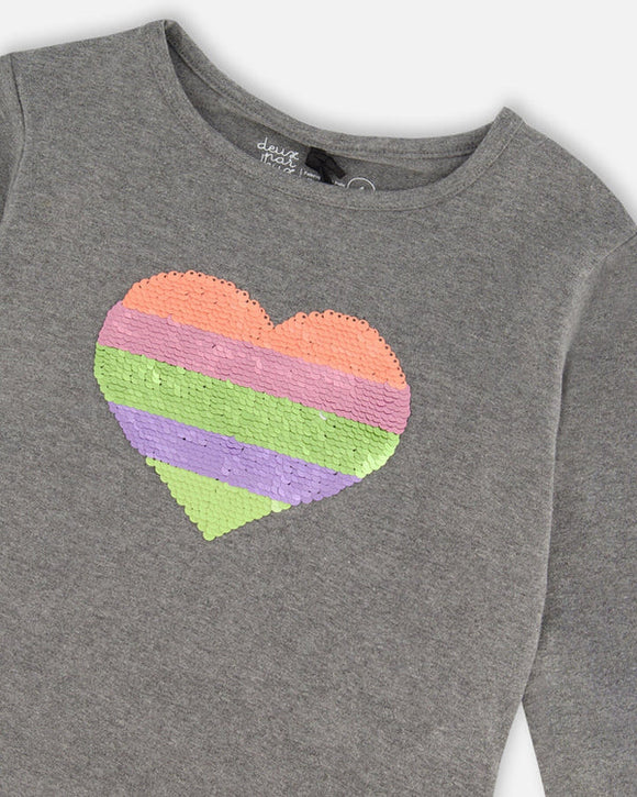 Heart Dark Grey T-shirt > Deux Par Deux