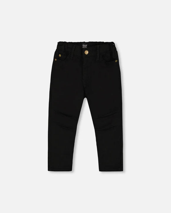 Black Stretch Twill Pants > Deux Par Deux