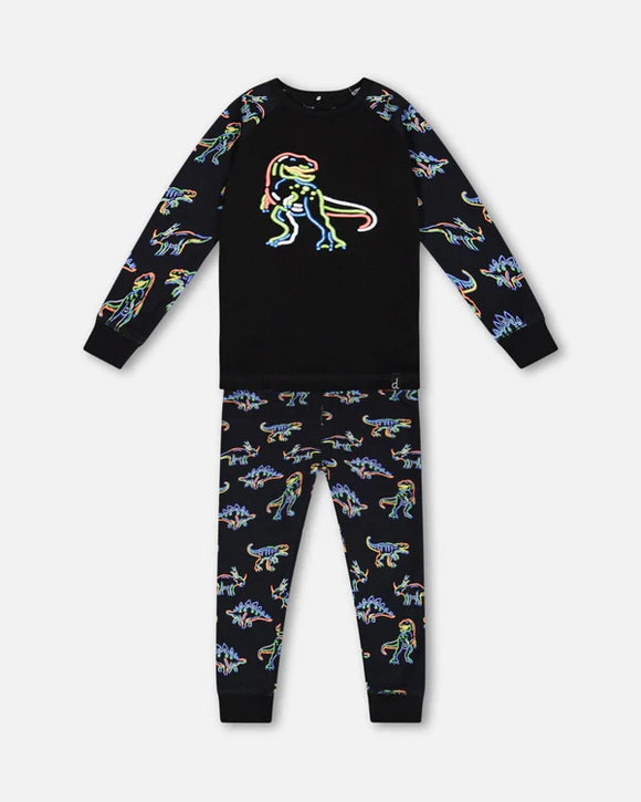 Neon Dinos Organic Pajama Set > Deux Par Deux