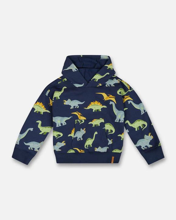 Dino Fleece Hooded Sweatshirt > Deux Par Deux (Dress Blue)