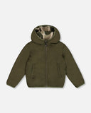 Reversible Green Camouflage Sherpa Jacket  > Deux Par Deux (Kombu Green)